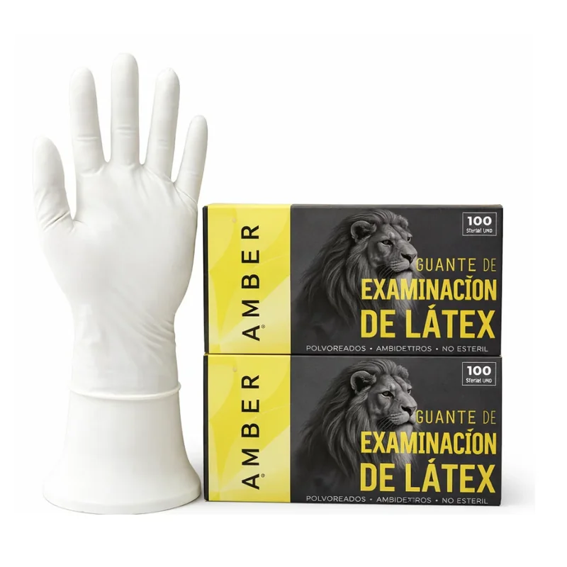 Los guantes de látex AMBER — Bioseguridad y Desinfección en Lima, Perú