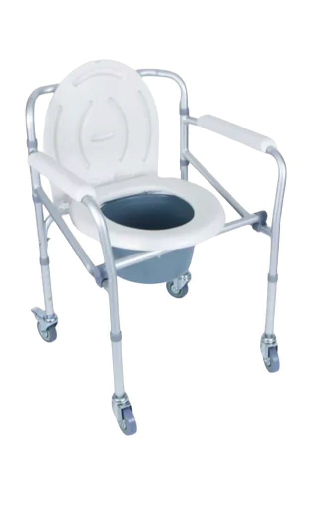 Silla Inodoro Portatil Sanitario De Aluminio Con Ruedas Plegable — Sillas de Baño y Ducha en Lima, Perú